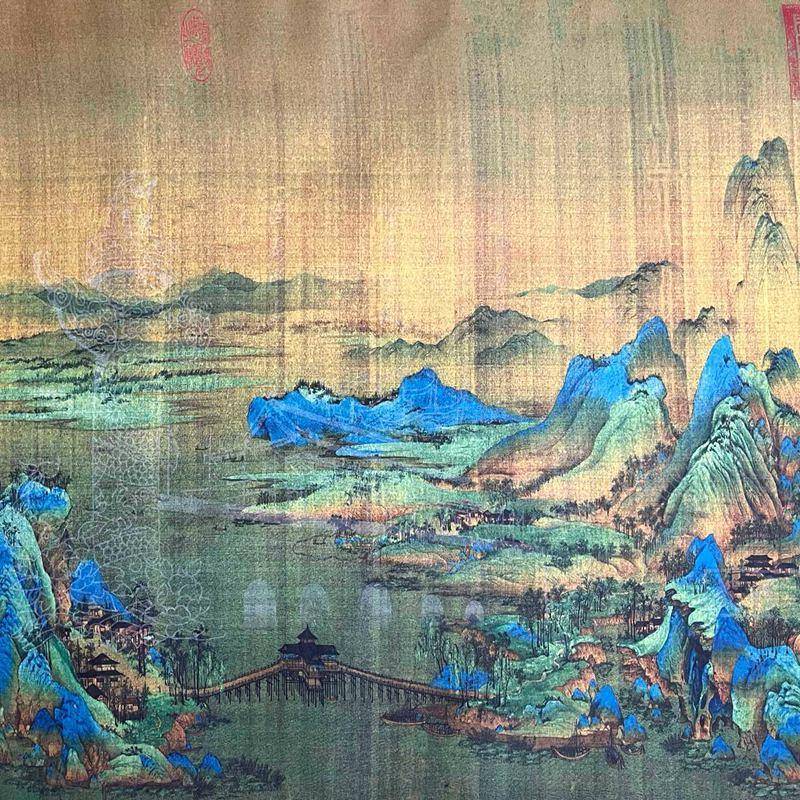 仿古宣纸工中堂画笔办公室挂WYG画画装饰画里山水千江山紫光灯画