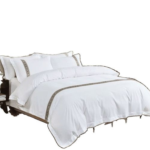 星级宾馆酒店纯白加厚四件套布草民宿床上用品三件套被套跨境