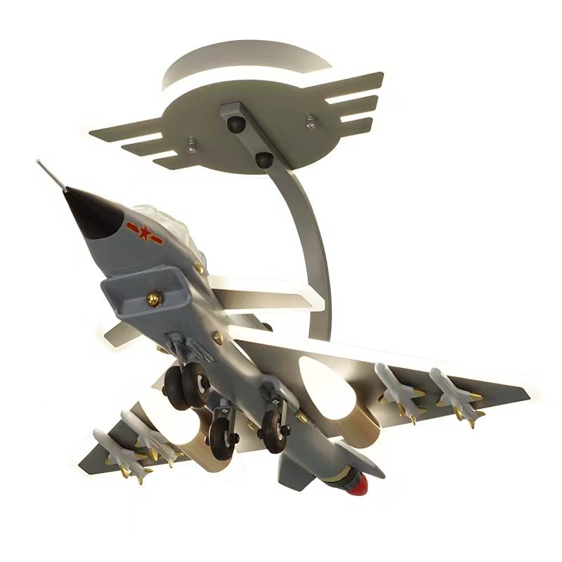 歼10战斗飞机灯男孩卧室炫酷智能创意模型飞机灯护眼儿童房吸顶灯