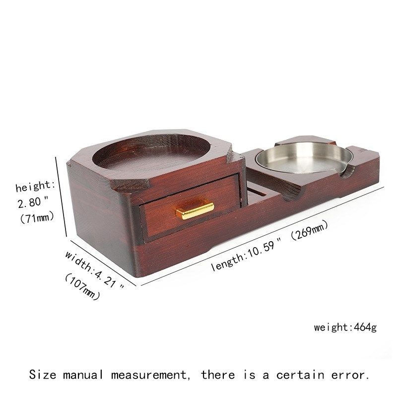 烟灰缸木质复古威士忌酒杯托盘一体吧台场所实木雪茄烟灰缸剪烟器