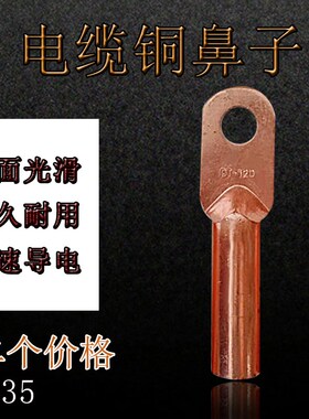 DT-35平方 电缆铜鼻子线鼻子线耳 铜接线端子 紫铜 闭口铜鼻子1个