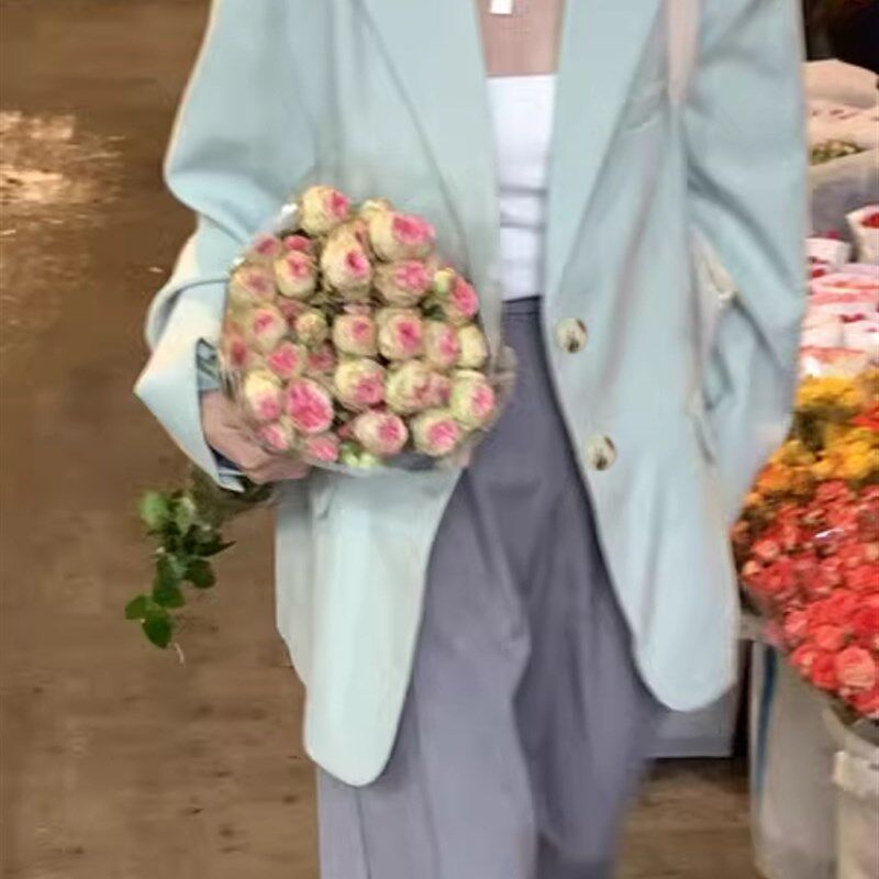 西装外套女休闲浅绿色小个子2024新款秋宽松韩系高级感超好看西装