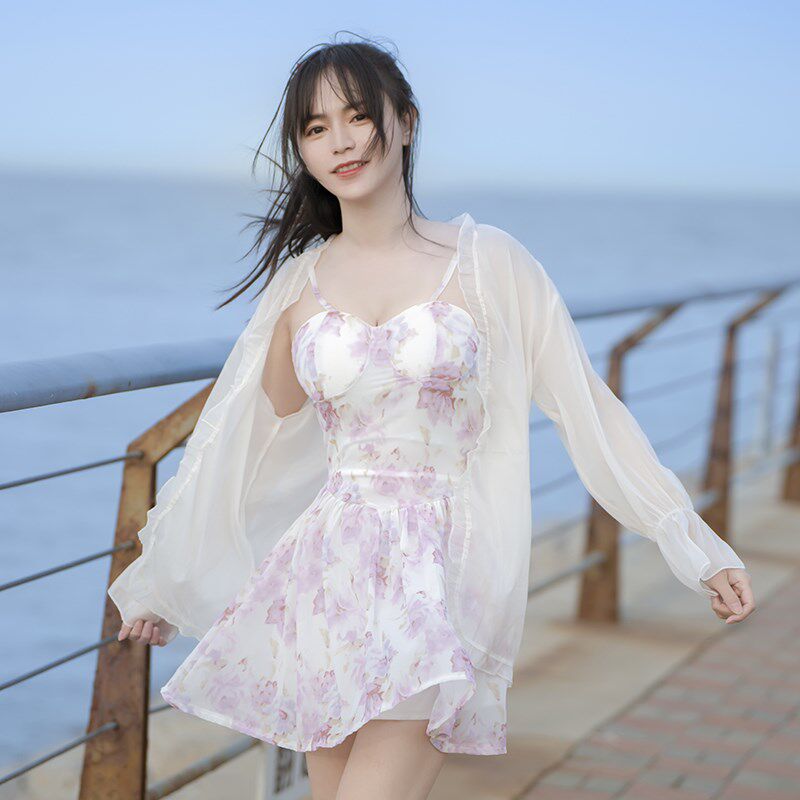 温柔碎花吊带裙子女装夏季法式雪纺连衣裙防晒衣开衫气质两件套装