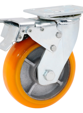 4寸5寸6c寸8寸脚轮重型韩式圆弧铁芯PU万向轮脚轮设备货架推车轮