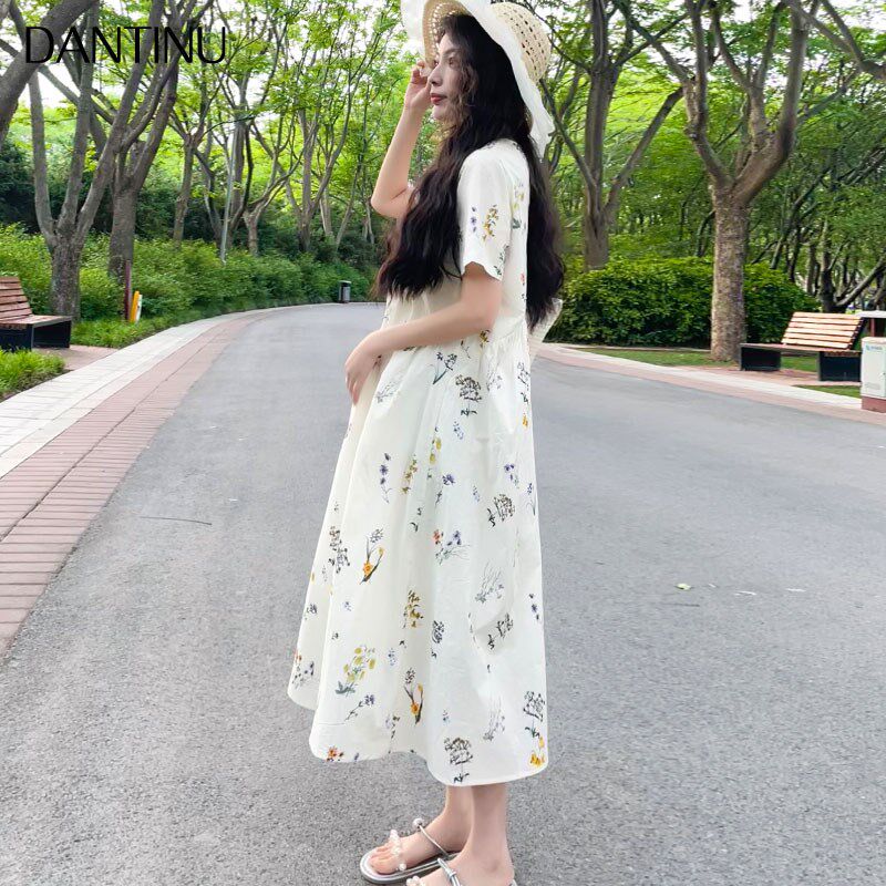 孕妇碎花连衣裙2025新款夏季中长款a字大码宽松遮肚子不显怀夏装