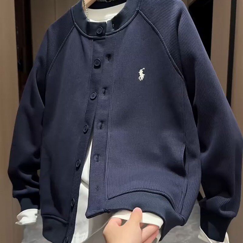 2025春秋季韩系百搭棒球服休闲时尚绣花宽松气质纯色男女卫衣外套