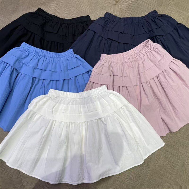 九石793370夏季新款松紧高腰韩版宽松大码胖mm休闲短款A裙半身裙
