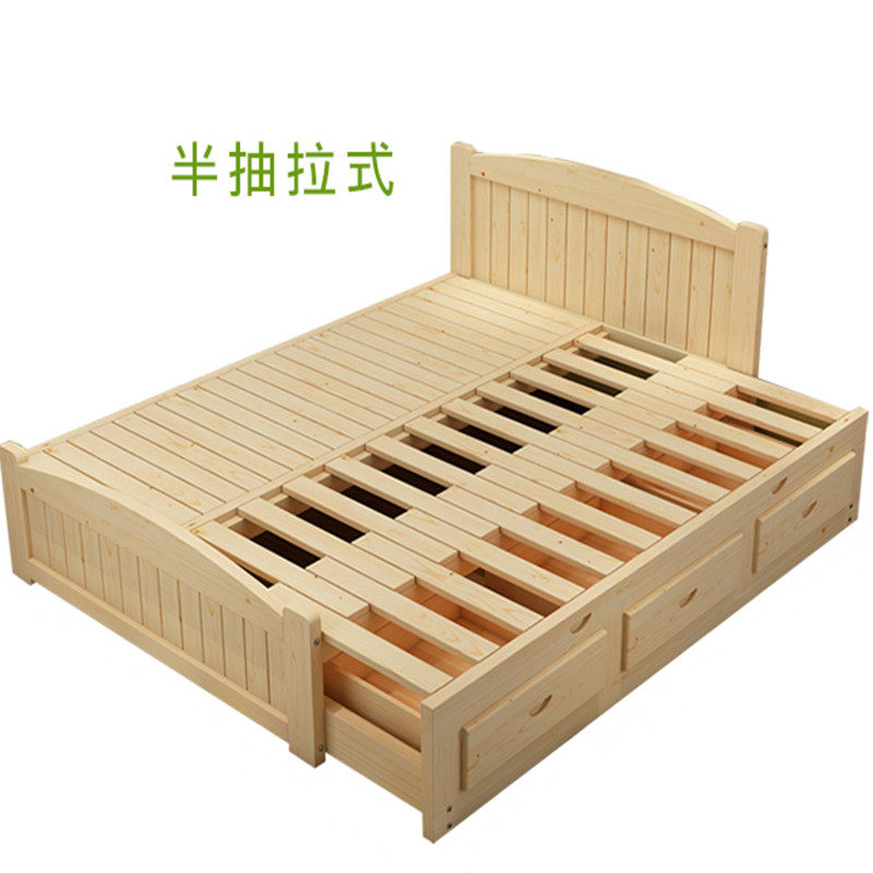 全实木多功能两用储物抽拉床小户型推拉床伸缩R床折叠床拖床拼床