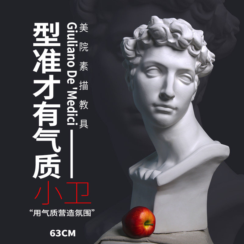 小卫石膏像石膏头像梅第奇H63CM美术石膏教具素描大号人物模型人