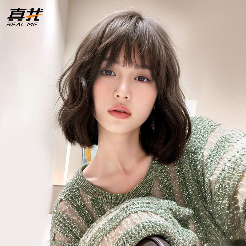 假发全头套女羊毛卷短卷发假发真人发丝整顶假发套复古港风短卷发