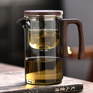磁吸飘逸杯泡茶壶耐热全玻璃内胆过滤泡茶杯办公室懒人冲茶器茶壶