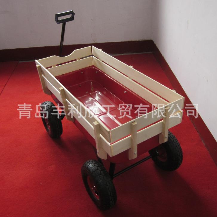 花906童园工具车儿木质园手花拖车红色载重150kgs