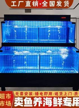 制冷体机海鲜池超市商海一鲜缸池商鱼用饭店移动用池水产市100724