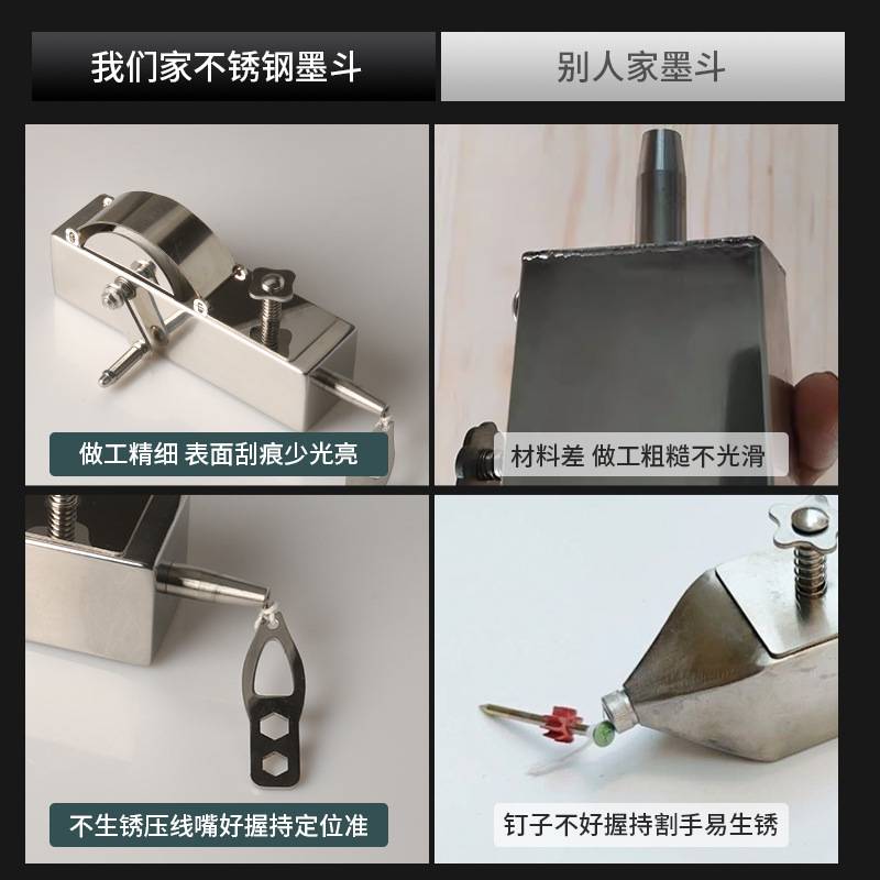 手摇不锈钢墨斗工地放线专用木工手摇木斗弹线耐摔耐磨划线神器