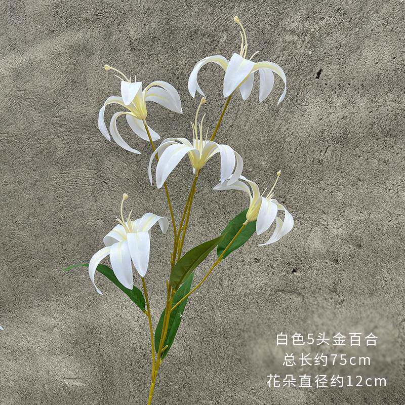 55头金百金百合婚庆仿真花顶婚堂礼装饰插花吊花商场酒店头造景客