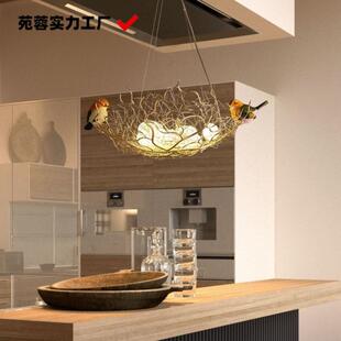 鸟巢灯小吊灯创意古个性餐灯儿厅童房鸟鸟窝网红吊灯复卧814室灯