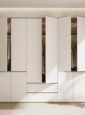 免奶985拉手NF级实木衣家用卧室新款大衣橱柜油风分段式柜子E欧松