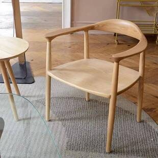 式设计原378广岛椅实木餐椅休闲扶手椅白蜡日木电脑椅木书纯房书