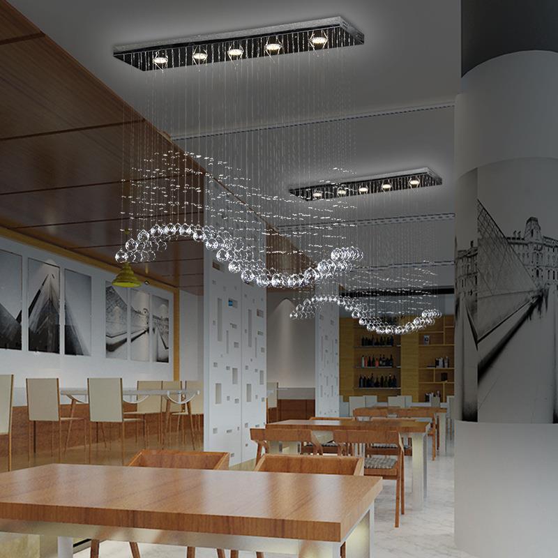 个性创意酒店波浪形吊灯S型灯造不钢锈子灯轻奢水晶吊灯led灯8503