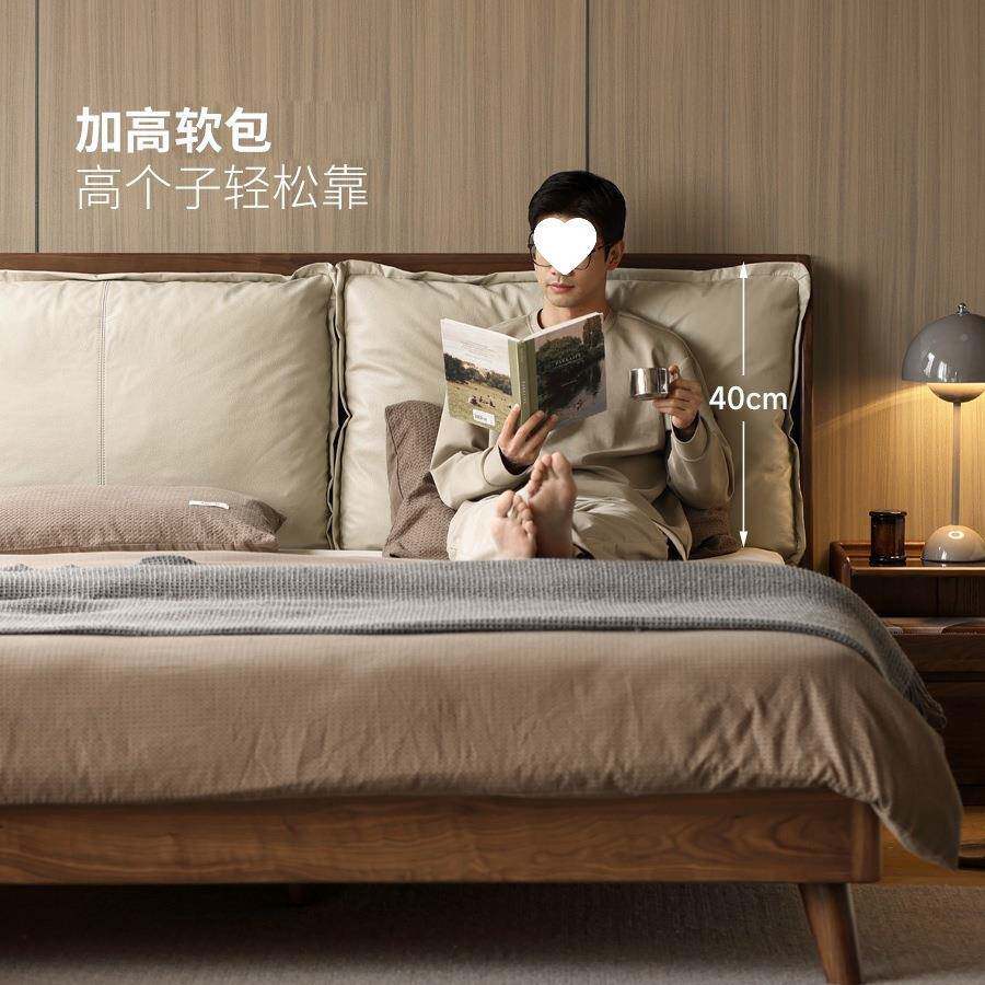 全实YUW现木床橡木18床双人包床主卧大床家用代简约软床单米人床