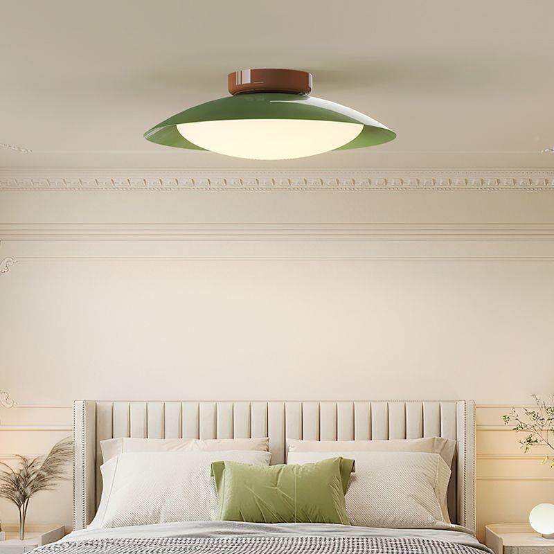 法式奶502油风高端卧吸顶灯用现飞碟护家眼复代古风阳室台走廊入