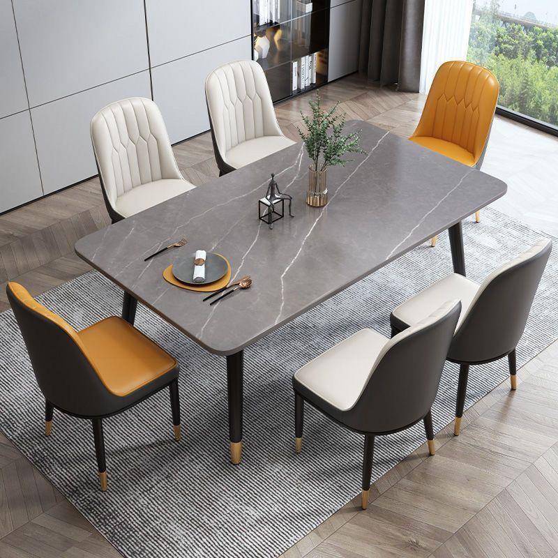 STT代简轻约岩板餐现桌酒店餐厅用小户型长条家桌奢亮面岩板餐桌