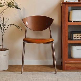 中古艺实木家用餐鸟椅轻休ZFF闲餐桌椅现代奢简约设计师铁靠背飞