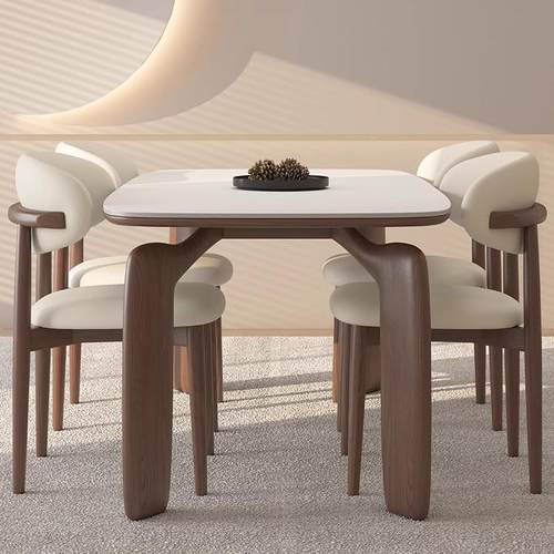 法式复古岩餐桌椅板简组合现代约户型家用饭桌中古风LS-968长小方