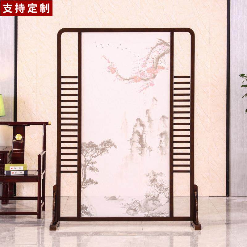 阳木雕中式古典饰美观装实木纱画东艺座屏隔墙术风格玄-关客厅屏