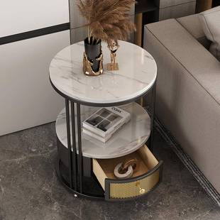 N5沙发床边柜奢侧边柜小圆桌头柜阳台桌子小几茶Q 030几轻角岩板