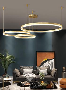 客室厅吊灯餐现代简约大气极简圆环灯具大全202742卧5年新款轻奢