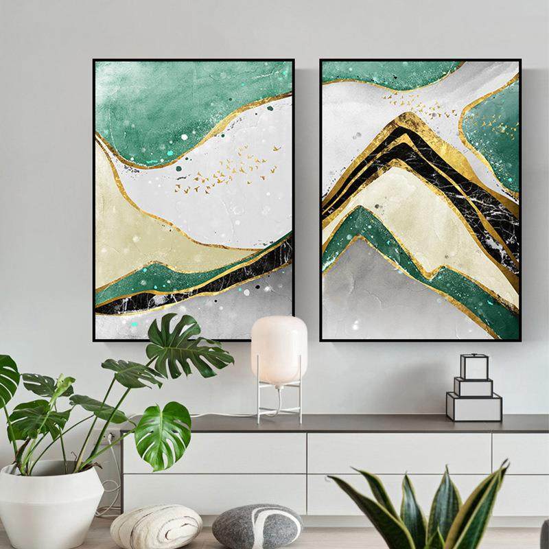 墨绿画抽象玄关装饰大气客厅挂画样板房酒店客挂画晶瓷房AXL-321