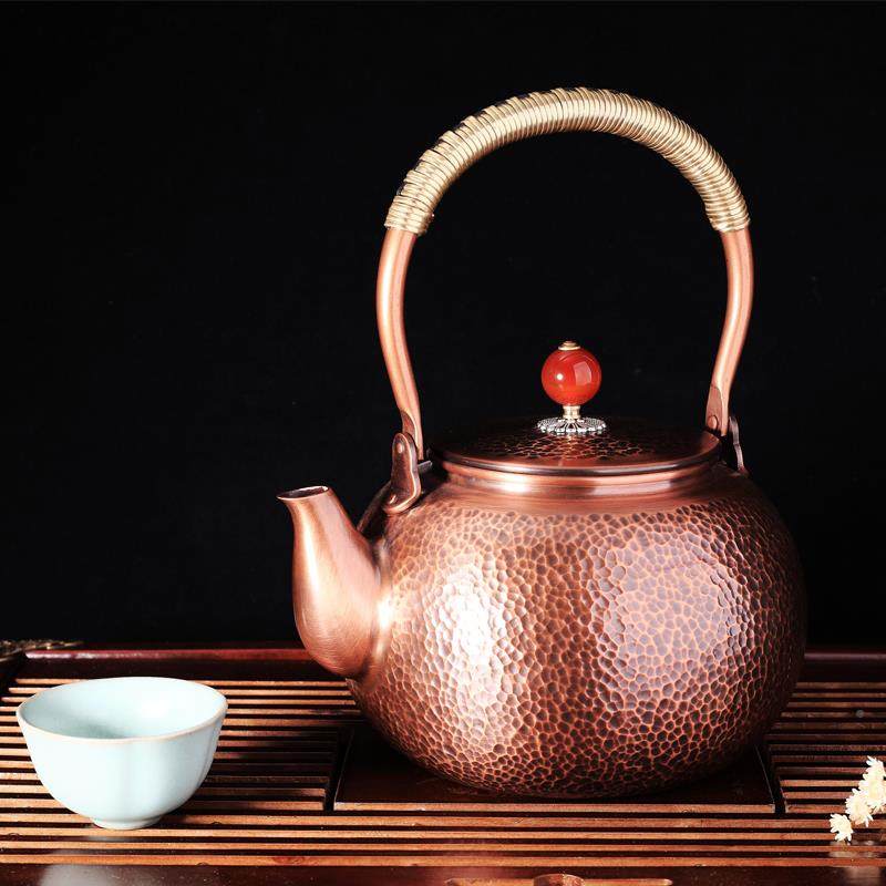 大容纹量户外手工锤铜围壶紫铜水茶壶炉煮茶壶Fhfmhxfx仿古加厚无