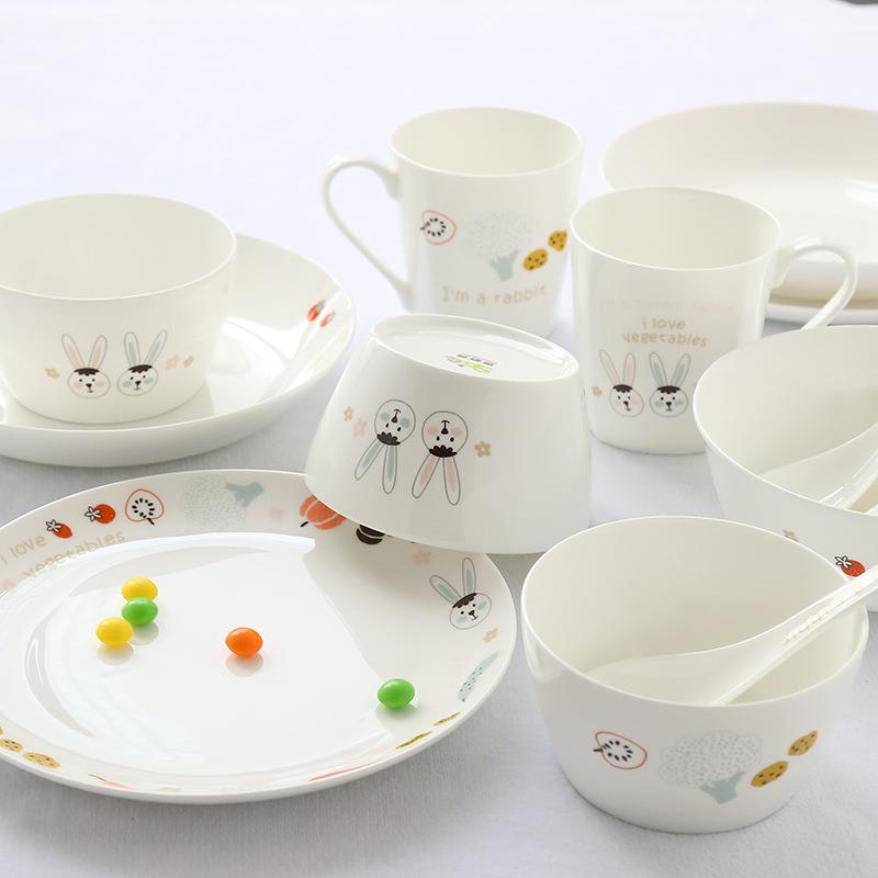 唐山骨碟瓷餐具套碗盘陶创瓷器韩装式意卡通厨房Z1204家用送礼碟