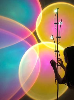 网红日落灯光影落地灯氛客厅卧室创设师计艺71447术意围直播拍照