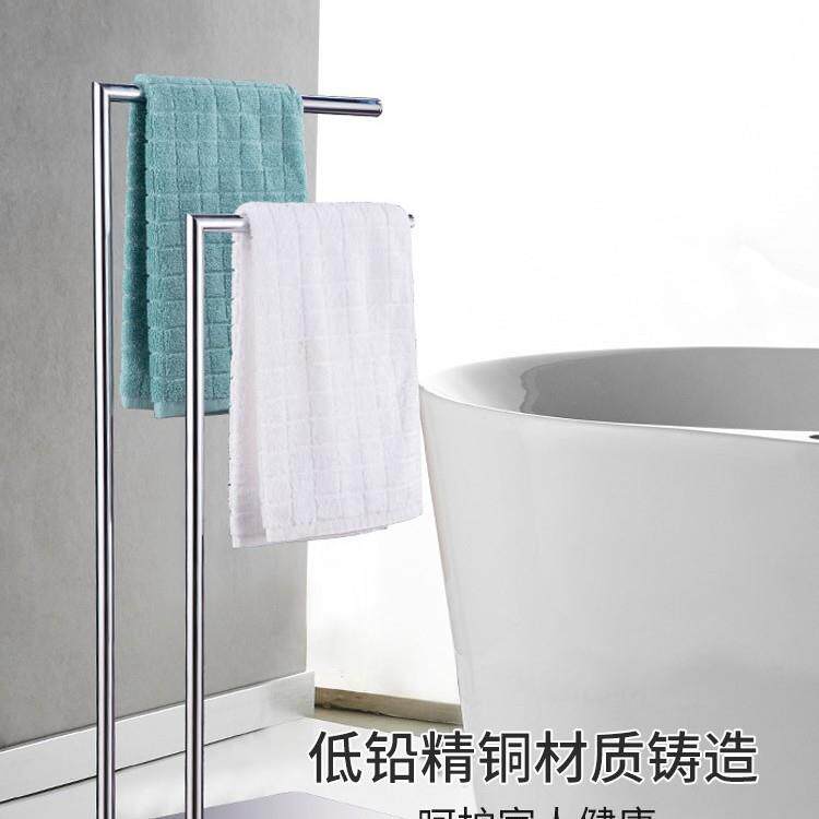 全铜免挂打孔浴室落地毛巾架大XZI理石毛巾杆纸巾卫生间室浴架巾