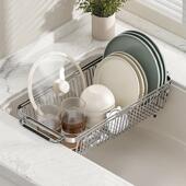 04不锈钢厨房可伸422缩水槽沥3菜水架洗家用碗池内洗篮碗盘收纳置