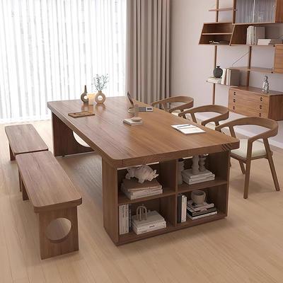 桌实木书桌公书IXY架一体去客厅化书房大板客厅大桌原木写字办桌