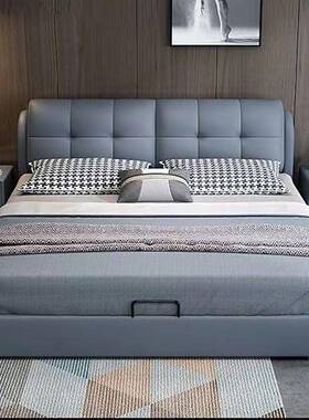 现代简约软包实木MRD皮床1.8床x2米双床主卧1大.5米单人床猫人抓