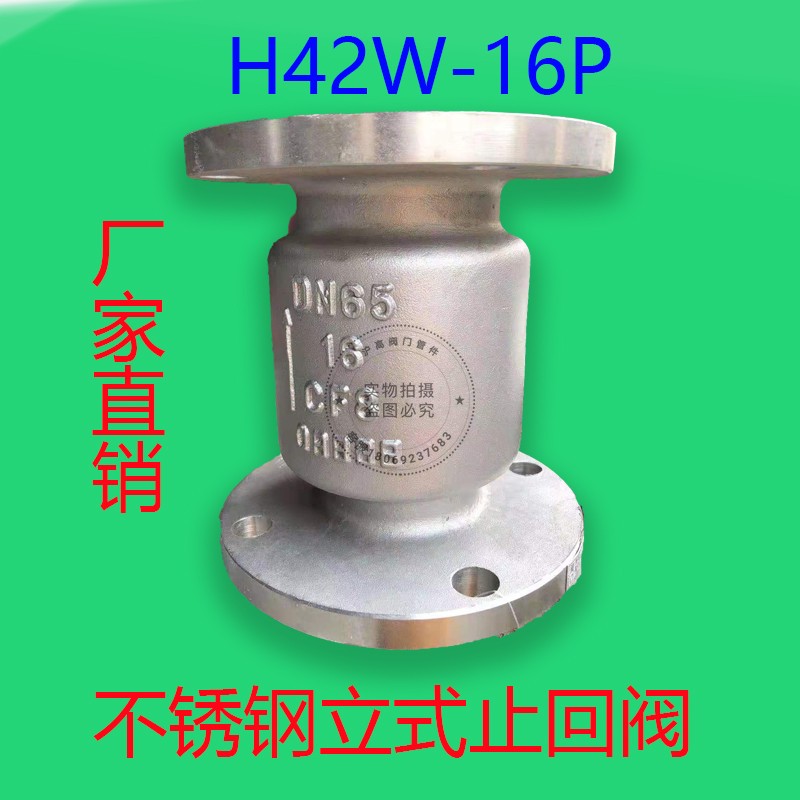 H42W-16P不锈钢立式止回阀304法兰止回阀消声单向阀逆止阀DN50100