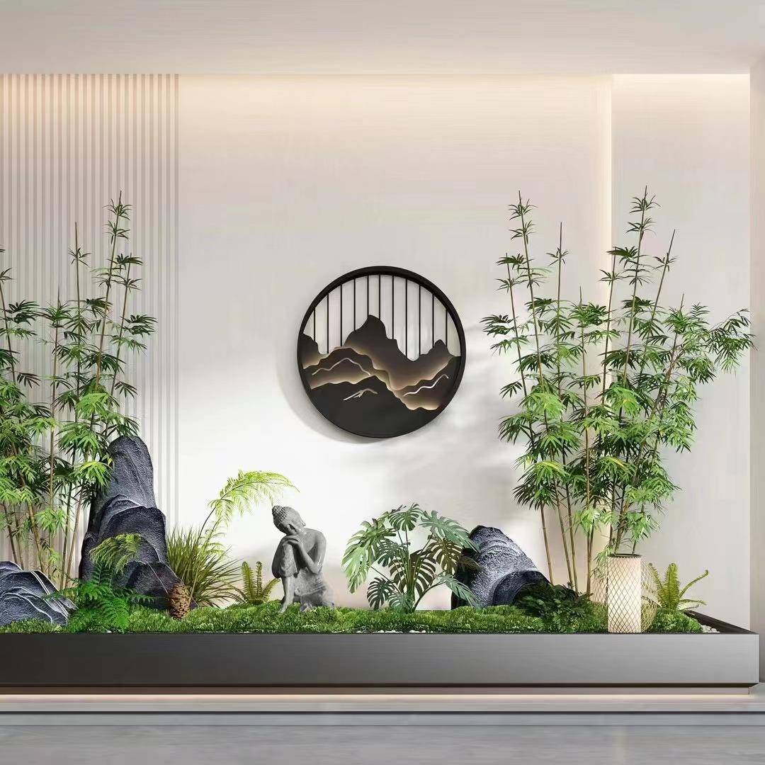 新中式户外壁灯防水太阳能庭院别墅背景墙影壁墙外墙院子山水画灯