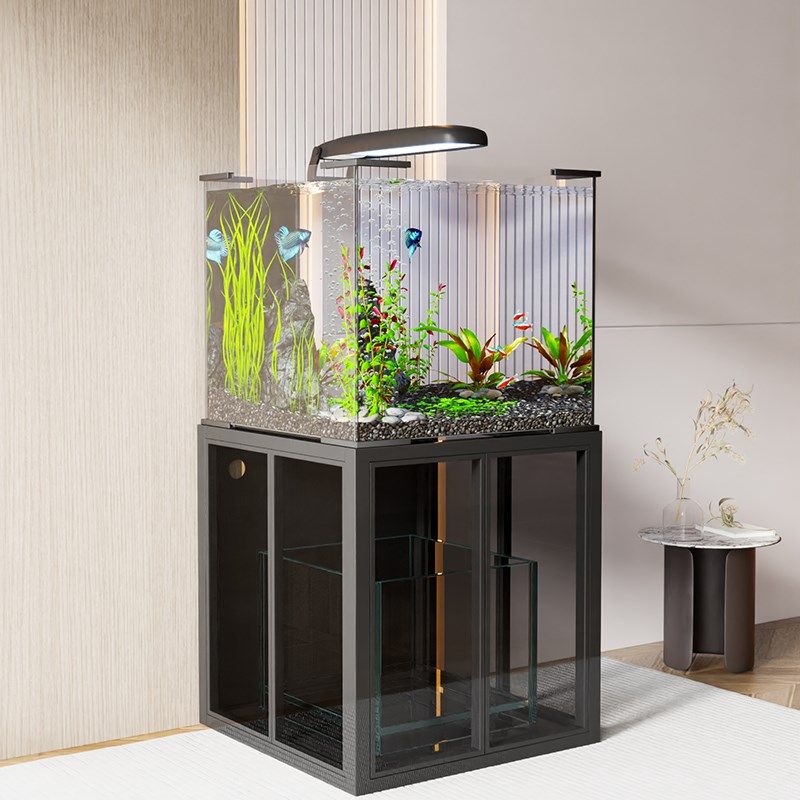 定制工业风鱼缸架不锈钢鱼缸底座长B150/60水簇箱碳钢玻璃门底柜