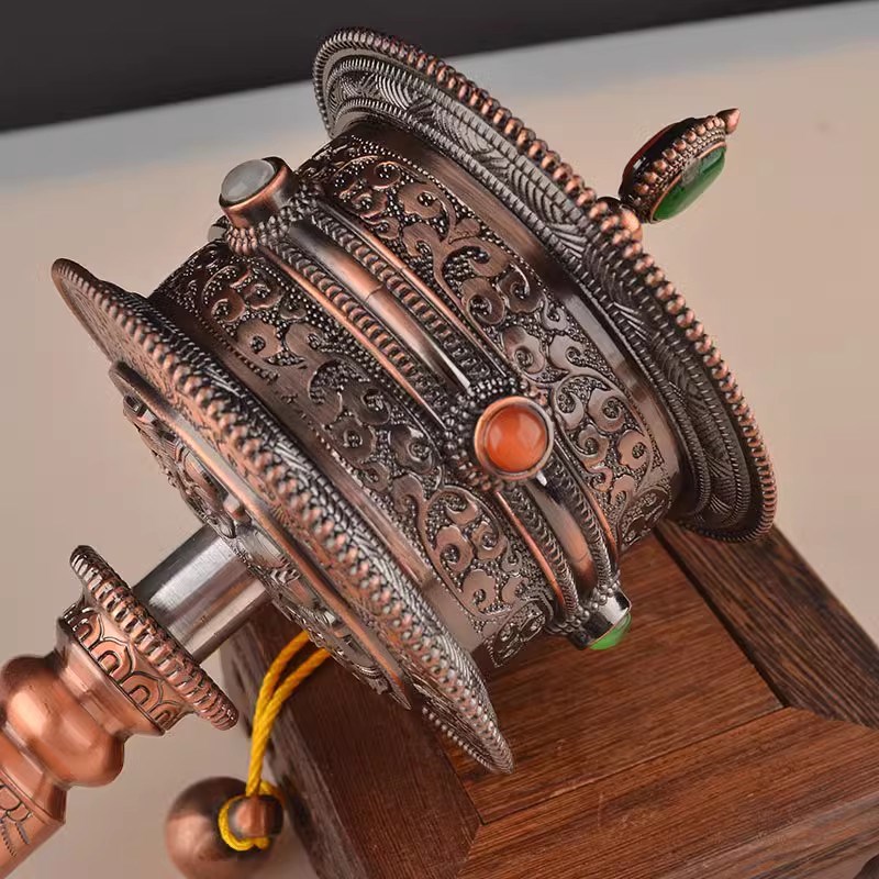 嘛呢藏式手摇h转动轮家用摆件随身3万遍经典版多款可选手摇转金筒