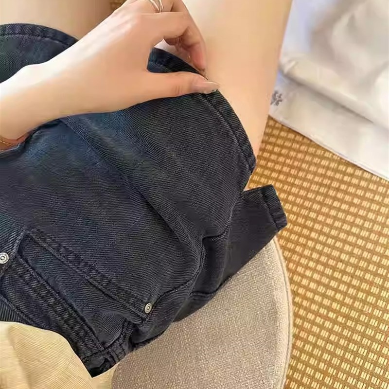 开叉牛仔短裤女大码夏季新款胖mm高腰宽松阔腿薄热裤梨形身材欧货