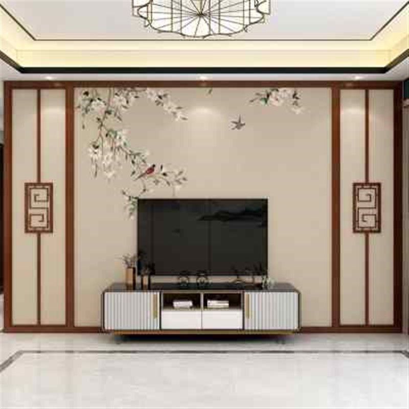 2022年新款中式花鸟墙纸壁画客厅电视背景墙壁纸沙发卧室墙布壁布