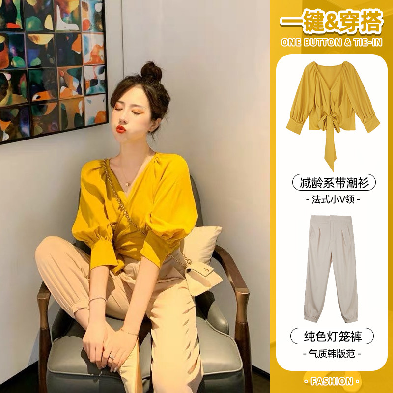 2021网红显瘦御姐女神洋气俏C皮减龄时尚小众很仙两件套装夏裤