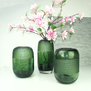 花瓶30cm高好运彩色摆件富贵竹水生百合J玻璃工艺办公桌台面装饰