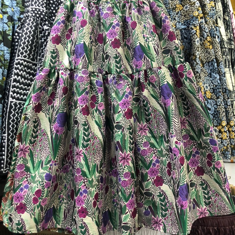 中式高级感提花拼接半身裙女秋季高腰显瘦a字大摆伞裙松紧腰裙子