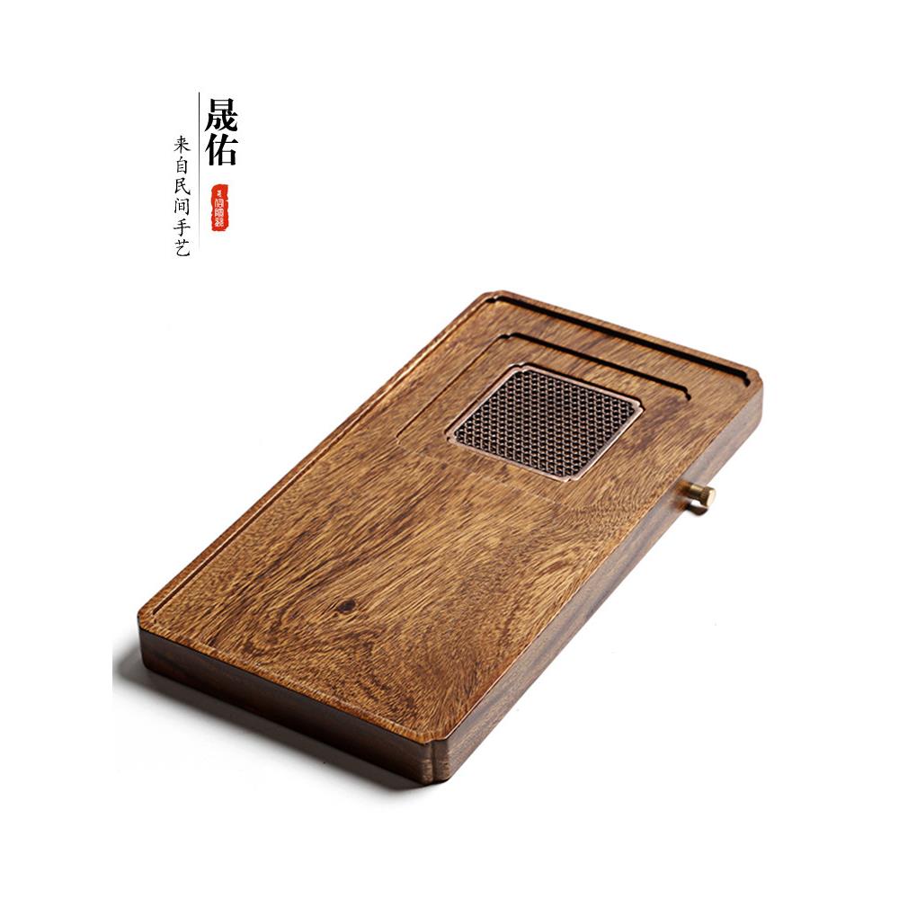 简约家用实木胡桃制功夫茶具排储水式茶盘迷你小号壶承茶海台托盘