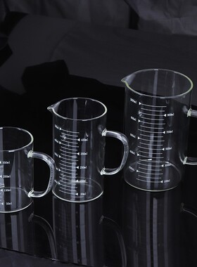 量杯玻璃杯透明带刻度量筒厨房烘焙工具牛奶茶大容量加厚刻度杯